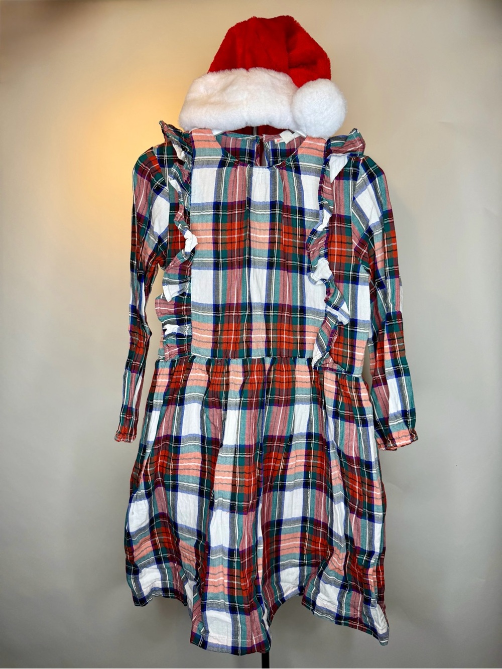 Crewcuts Girls Plaid with Metallic Thread Ruffle Holiday Dress